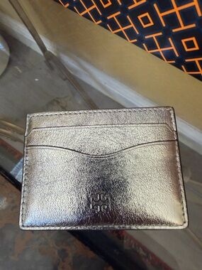 Tory Burch Shiny Sliver Slim Card Holder